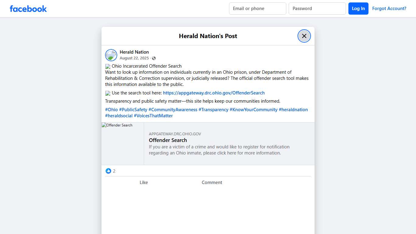 Herald Nation - 🔍 Ohio Incarcerated Offender Search Want... | Facebook